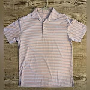 Rhoback “The Birdie” Striped Polo - Men’s Small - Pink & Blue Stripes
